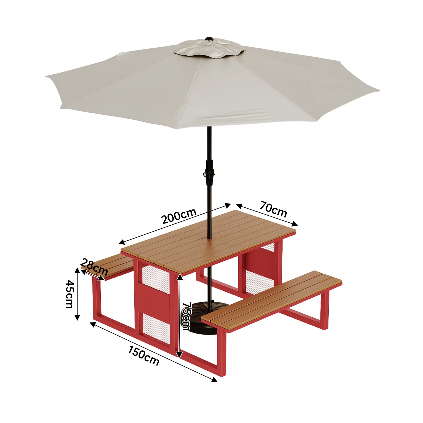 

Outdoor tables and chairs with umbrella set, courtyard garden outdoor leisure one-piece table and chair combination