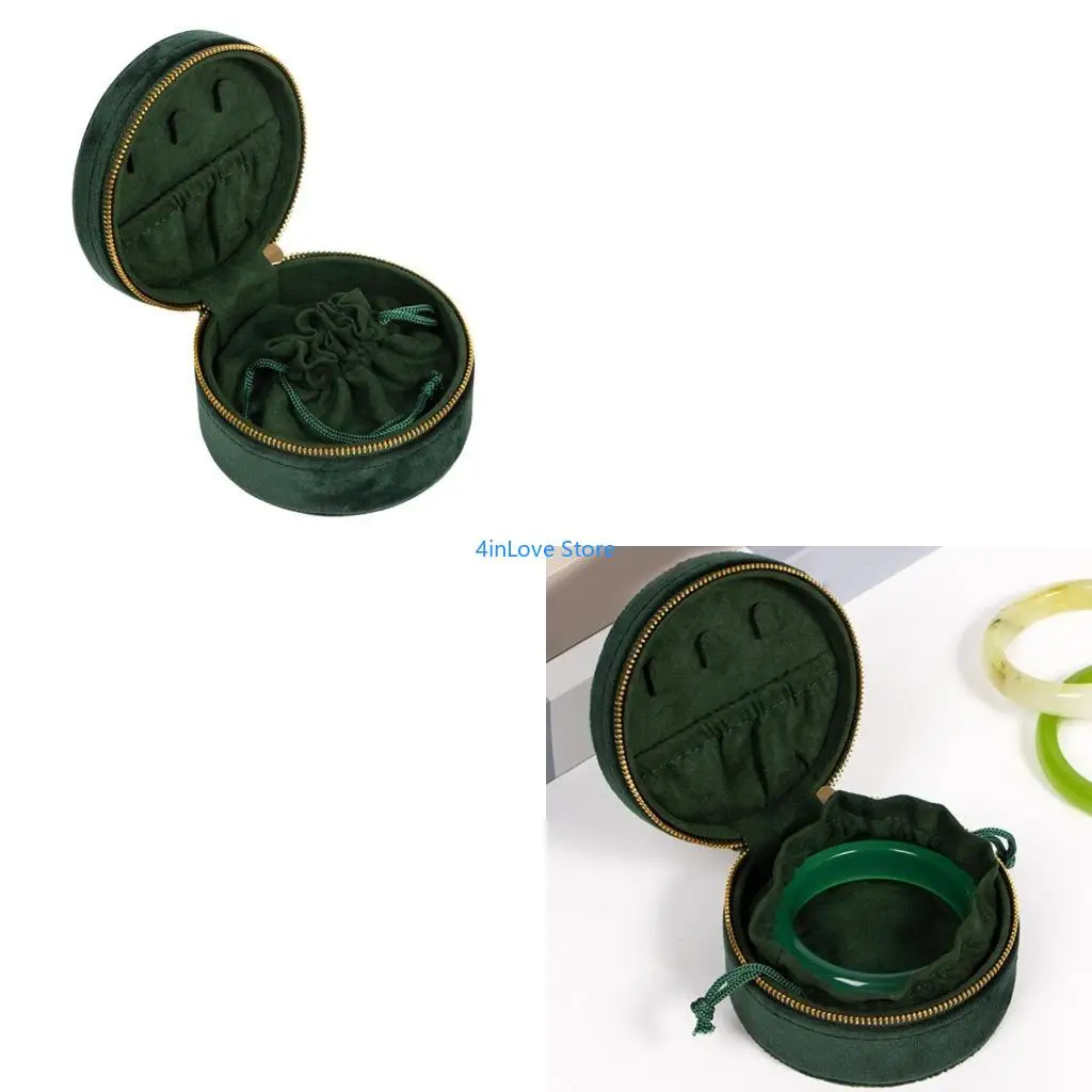 

T4MD Portable Embroidered Velvets Bracelet Box Elegant Jewelry Case for Multiple Bangles Handmade Accessory Storage Container
