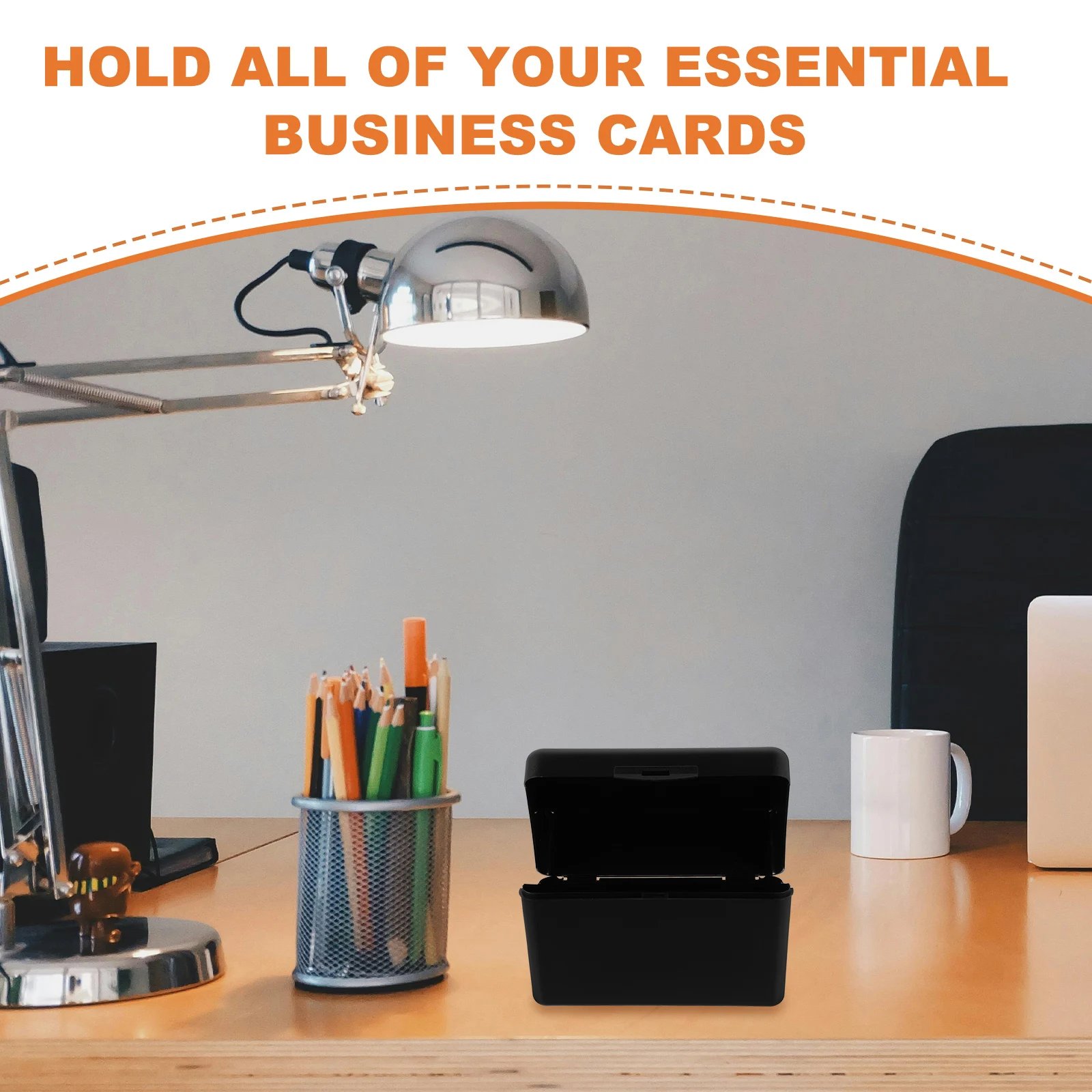 

3x5 Inch Card Box for Business Cards Holder 14.5x8.5x9cm Black Recipe Name Card ganizer Desk Storage Display Rack
