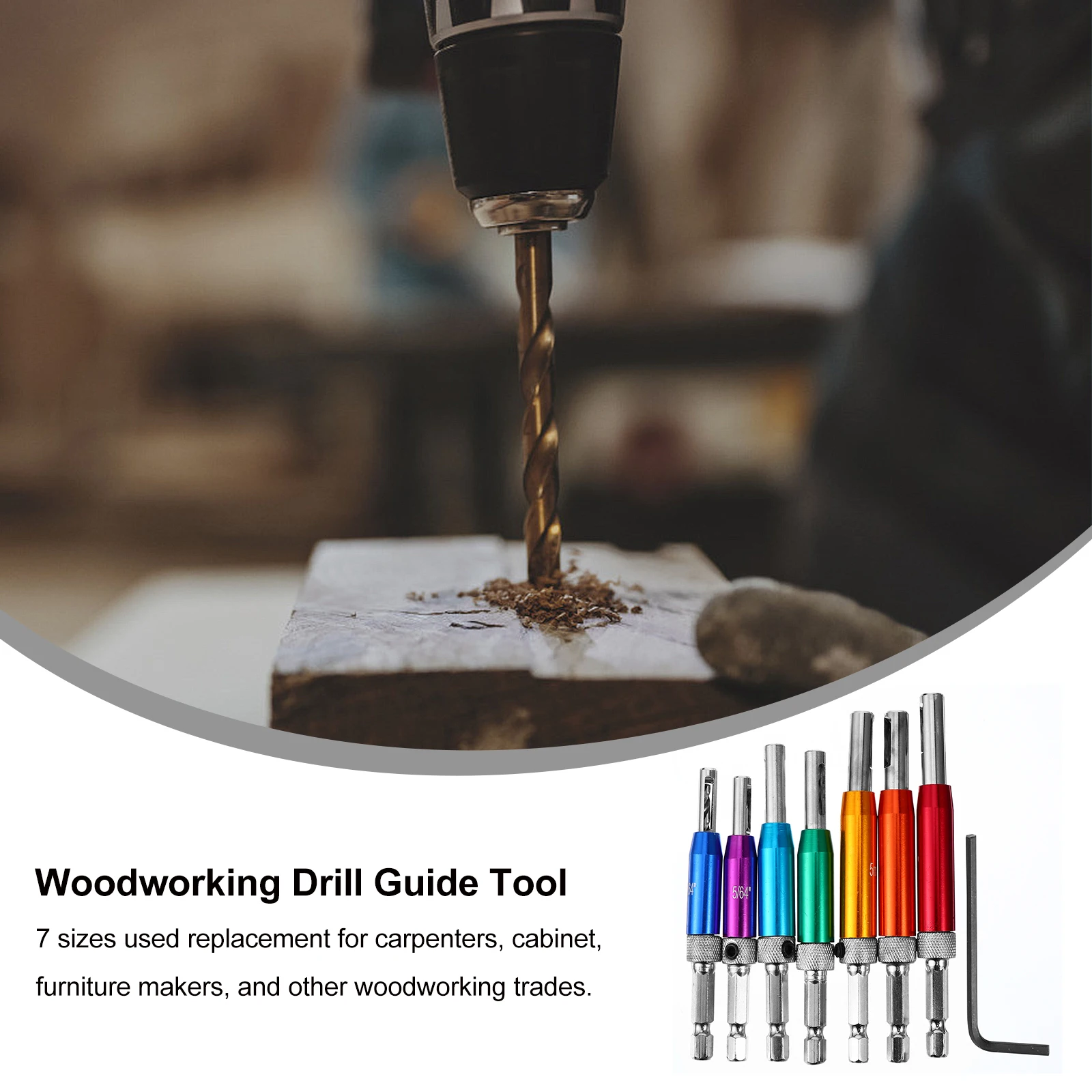 

7pcs High-Speed Steel Hinge Drill Bit Set For Door Window 5/64” 7/64” 9/64” 11/64” 13/64” 5Mm 1/4” Woodworking Durable Drill