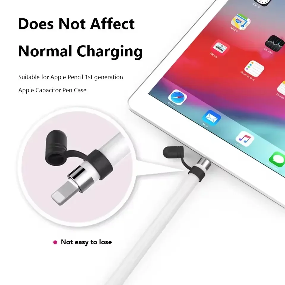 Silicone Replacement Cap for Apple Pencil Anti-Lost Stylus Pen Holder Tether Protective Cover for IPencil 1/2 Tablet Pen Sleeves - view 5