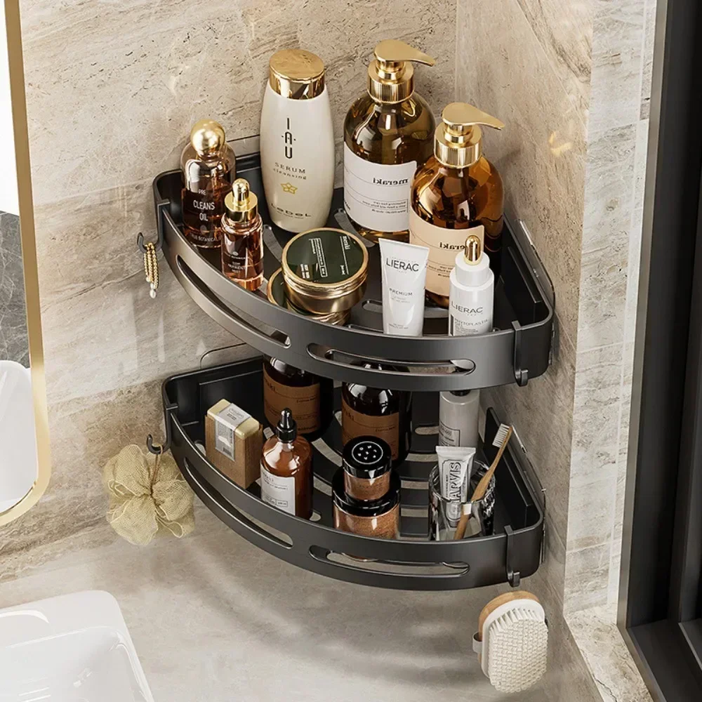 Bathroom Shampoo Holder Adhensive Shower Caddy Shelves Storage No Drill Shelf Corner Towel Holder Shelves for Bathrooms