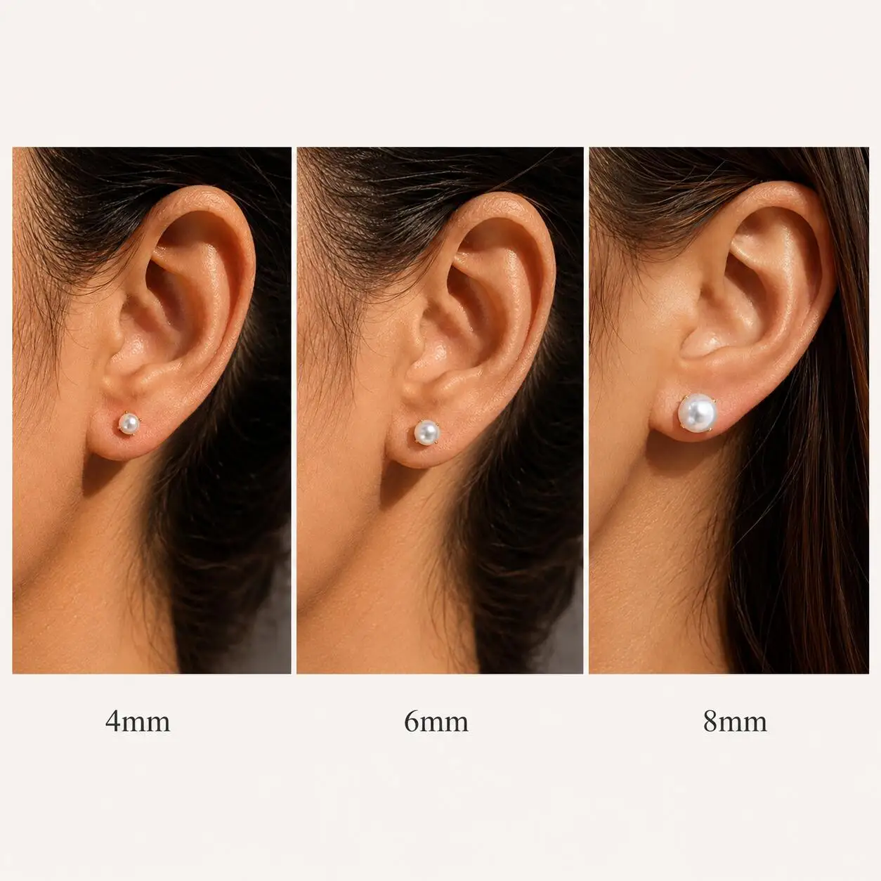 Pearl Stud Earrings for Women, Waterproof Stainless Steel Solitaire CZ Screw Back Reversible Jewelry 4mm 6mm 8mm