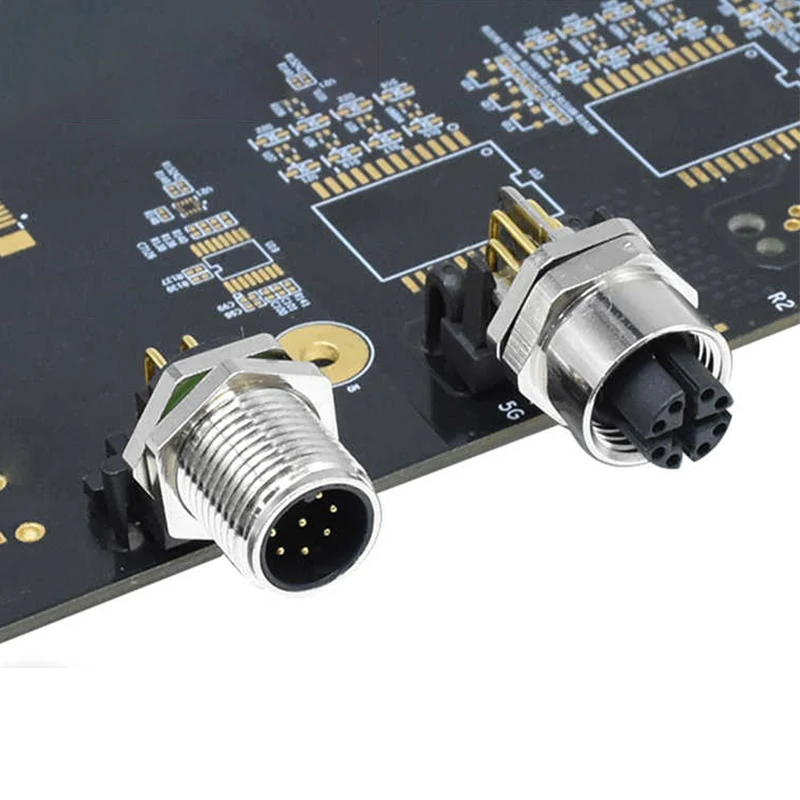 M12 PCB Connector 2 3 4 5 8 10 12 17 Pin 90 Degree Bent Pin PCB Solder Board Aviation Plug Male Female Threaded Type Socket 1-4A