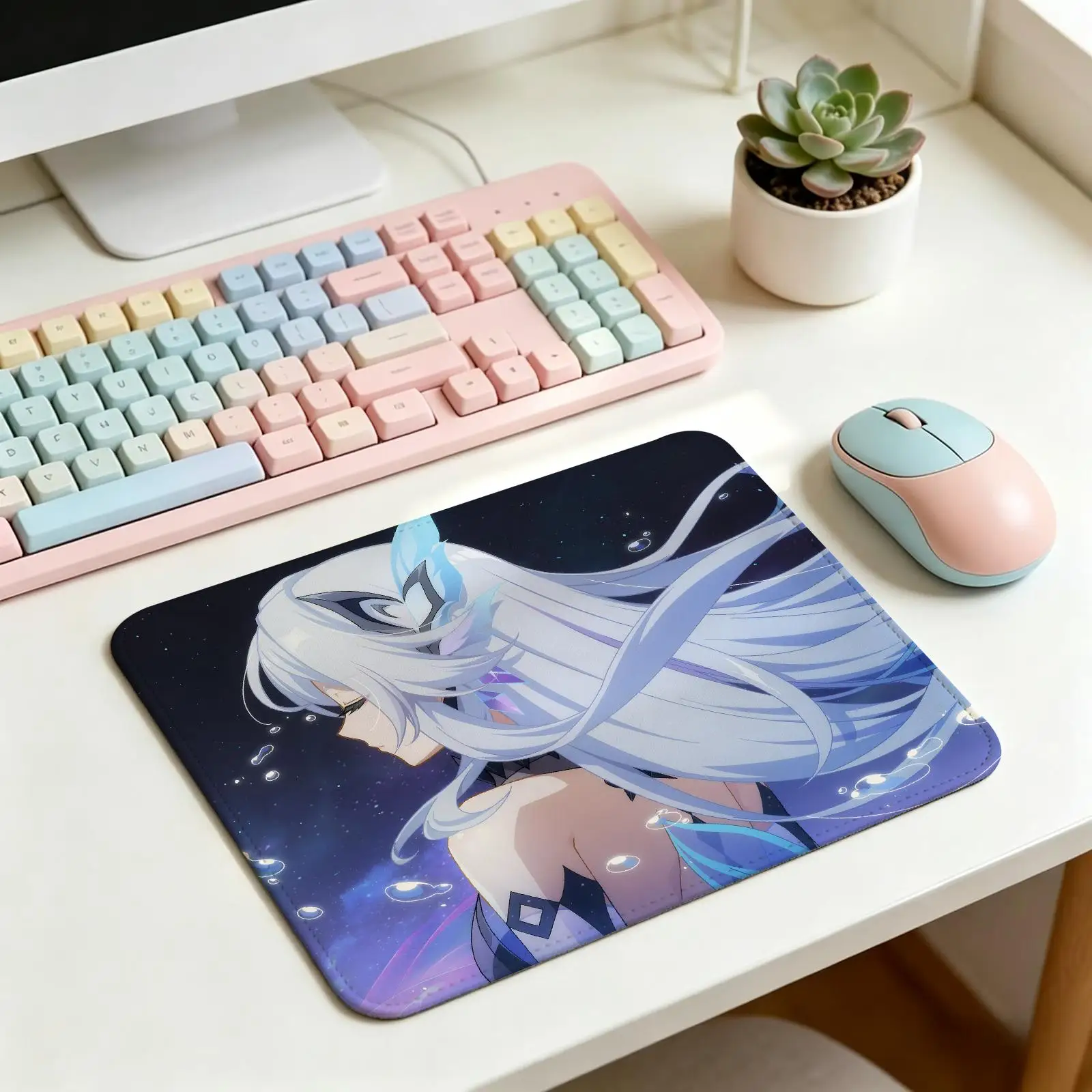 S/M/L Gaming Mat,Reinforced Stitched Edge,Genshin Impact Skirk Portable Non‑Slip Pad for Laptop Office & E‑Sports Game Play