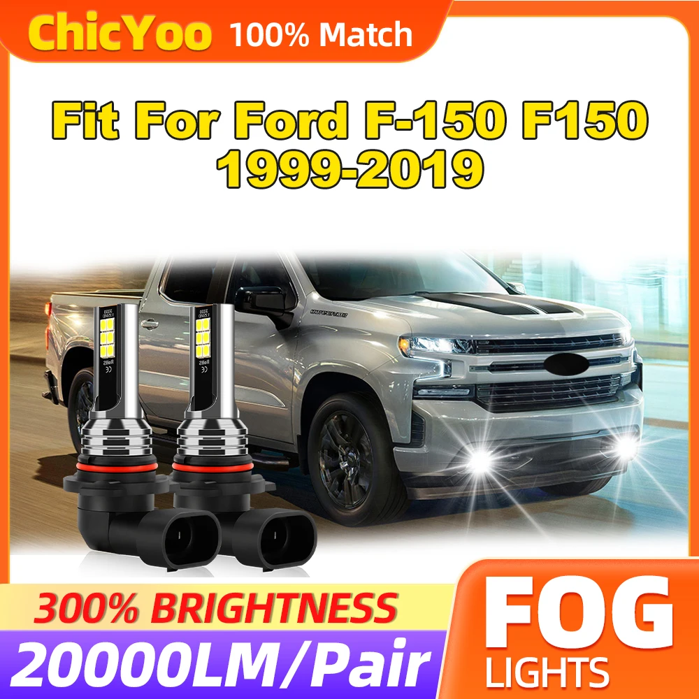 Fit For Ford F-150 F150 1999-2014 2015 2016 2017 2018 2019 60W Auto Fog Lights 20000LM Fog Lamps 6000K White 12V Canbus No Error 