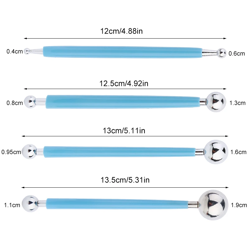 For Embossing Pattern 4 Pcs Point Drill Creasing Pen With DIY Ball Styluses Tools Spiral Double Head Clay Sculpting Tools