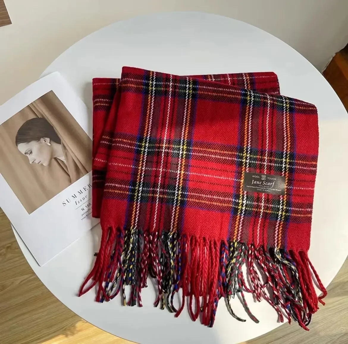Women\'s Fashion Scottish Style Tartan Warm Scarf Plaid Soft Long Wrap Shawl Autumn Winter Coldproof Unisex Scarf Hijab Stoles