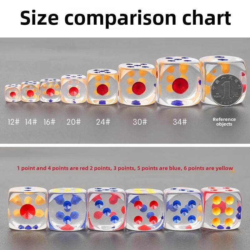 주사위 큰 주사위 어린이 Toyktv투명 크리스탈 컬러 점 아크릴 점 체