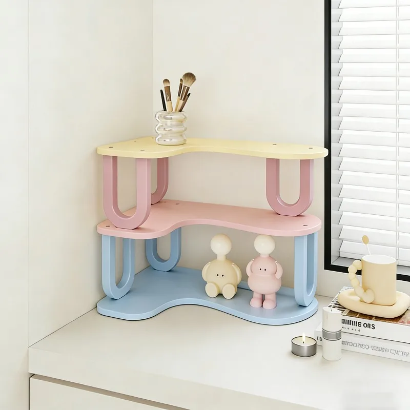 

Dopamine Corner Shelf Desktop Display Stand for Figurines Multifunctional Cosmetic Storage Rack Kitchen Cup Holder for Desk