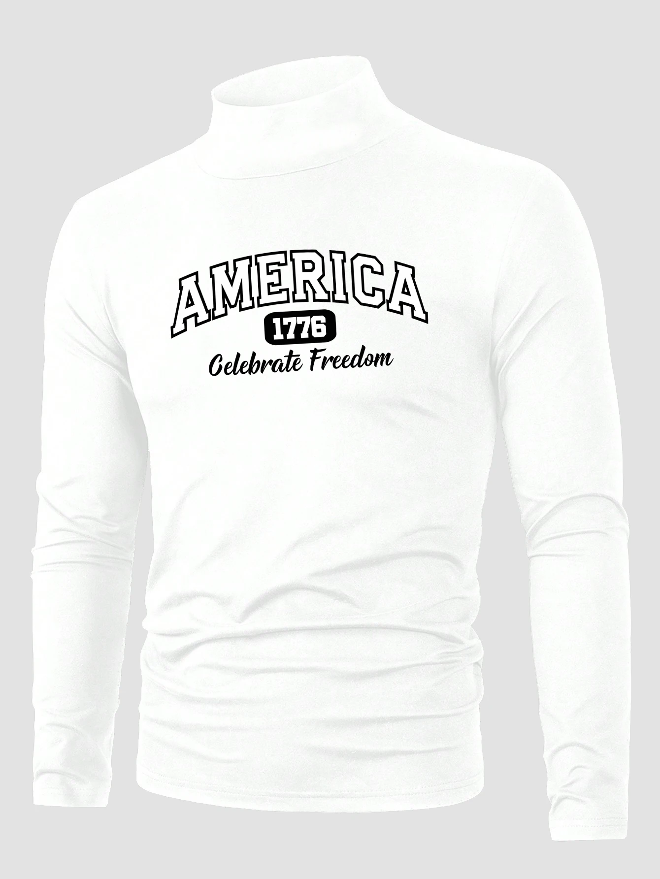 أمريكا 1776 احتفال الحرية طباعة وهمية الرقبة الأعلى للرجال الرجعية كل مباراة طويلة الأكمام عارضة في الهواء الطلق قميص الذكور الخريف الملابس #3