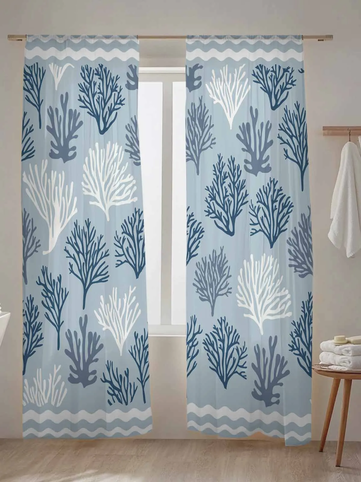 

Акварельные коралловые рябь, тюлевые шторы для гостиной, спальни, прозрачные оконные шторы, кухонные шторы из балкона, вуали