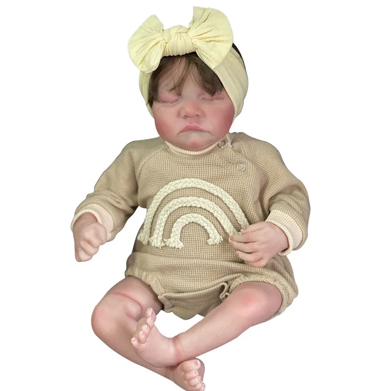 48cm Newborn Baby  Doll Levi with Hand Rooted Hair 3D Skin Visible Veins Collectible Art Doll