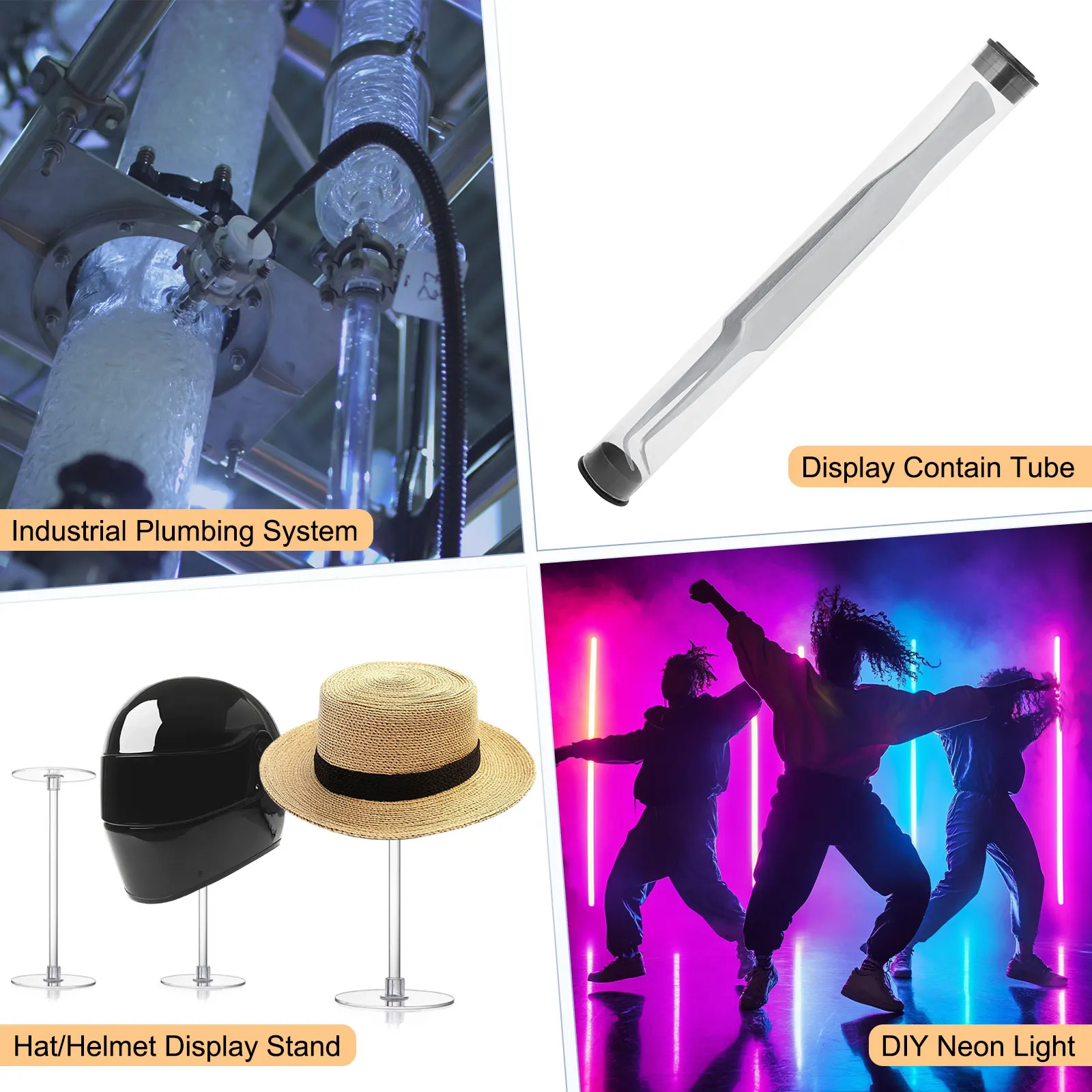 2 قطعة 305 مللي متر أنبوب أكريليك شفاف أنبوب بلاستيكي مستدير جامد لمصابيح نظام تبريد المياه نوافير أحواض السمك عرض موقف