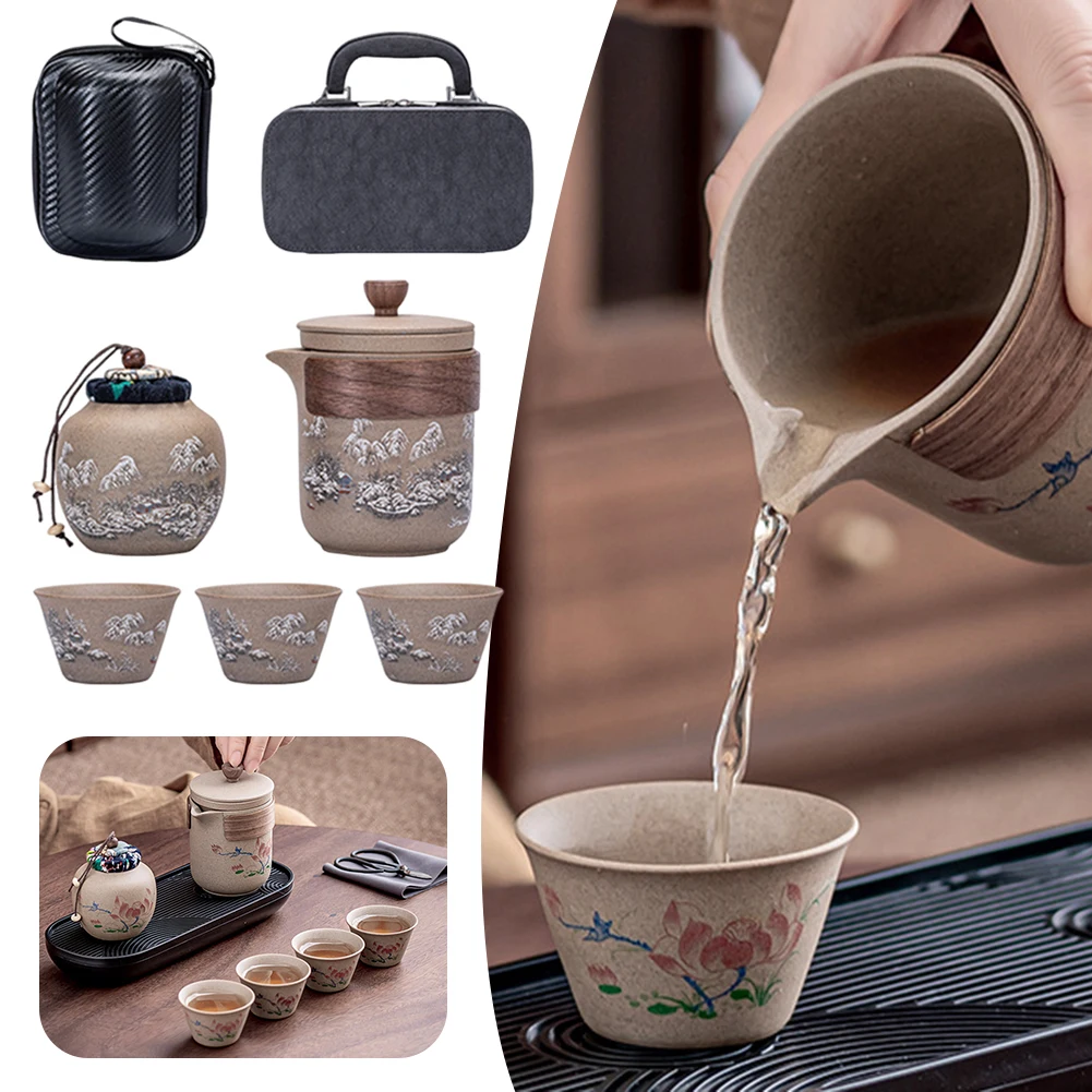 

Керамический чайник ручной работы, винтажный элегантный чайник ручной работы, набор чайных чашек, офисный стол-компаньон