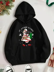 Women's Christmas Cartoon Print Casual Hooded Sweatshirt, Polyester, Machine Washable