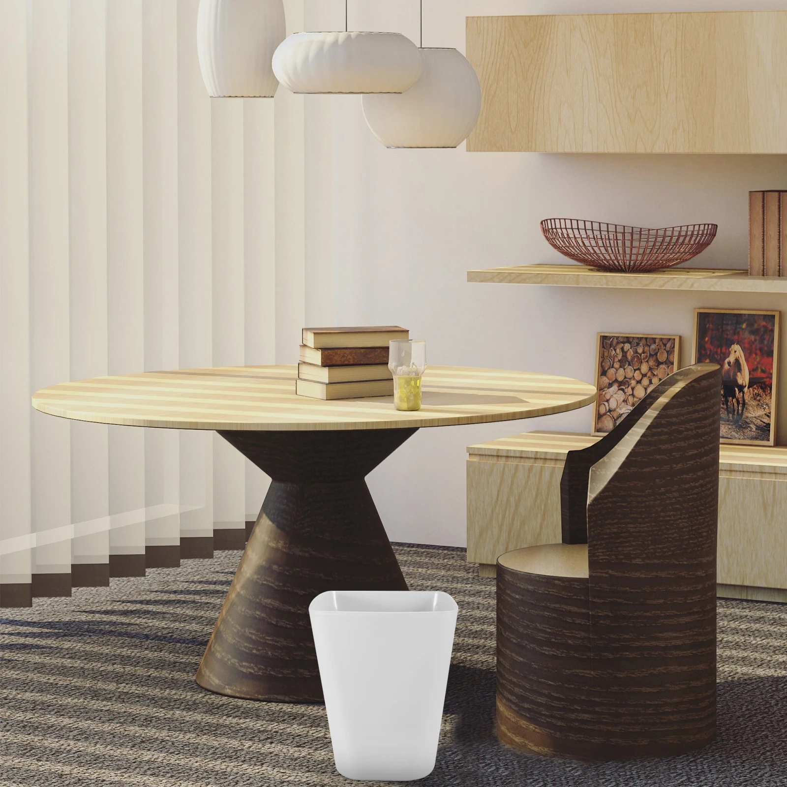 

Plastic Basket Waste Paper Trash Bin Bedroom Trashcan Small Wastebasket Garbage Bath