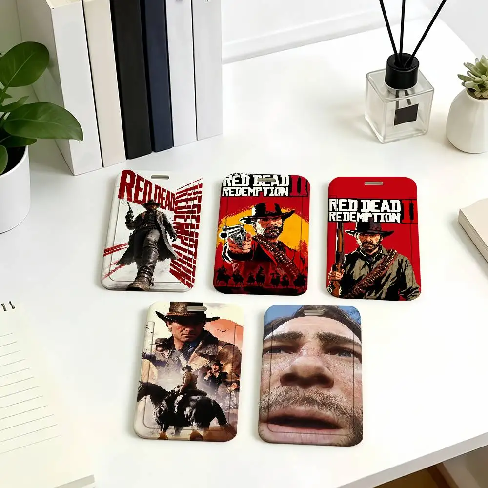 Red D-Dead R-Redemption 2 Card Holder Student ID Case Daily Use Subway Commute Work Cover Office School Bus Protector