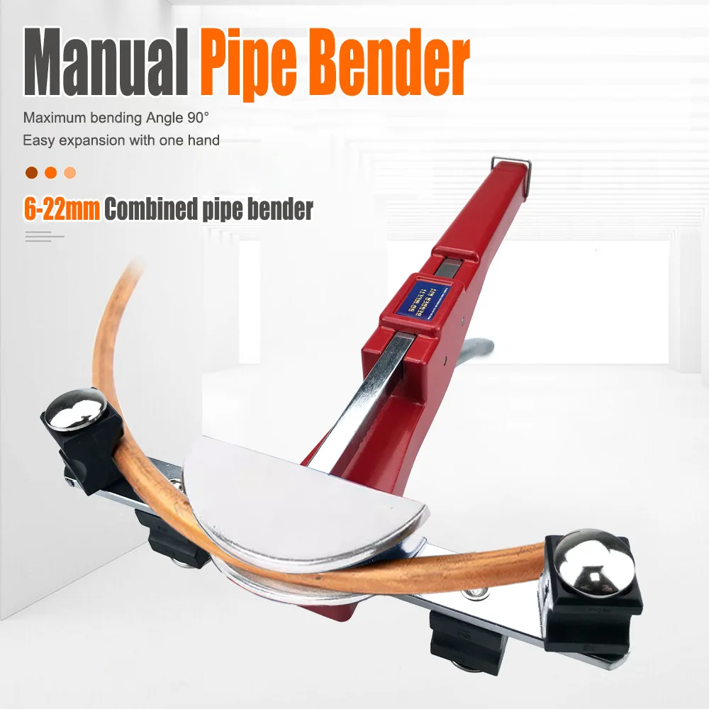 6-22mm Manual Ratchet Pipe Bender Silver Aluminum Disc Reverse Bending Tube Bender for Copper HVAC Plumbing Repair
