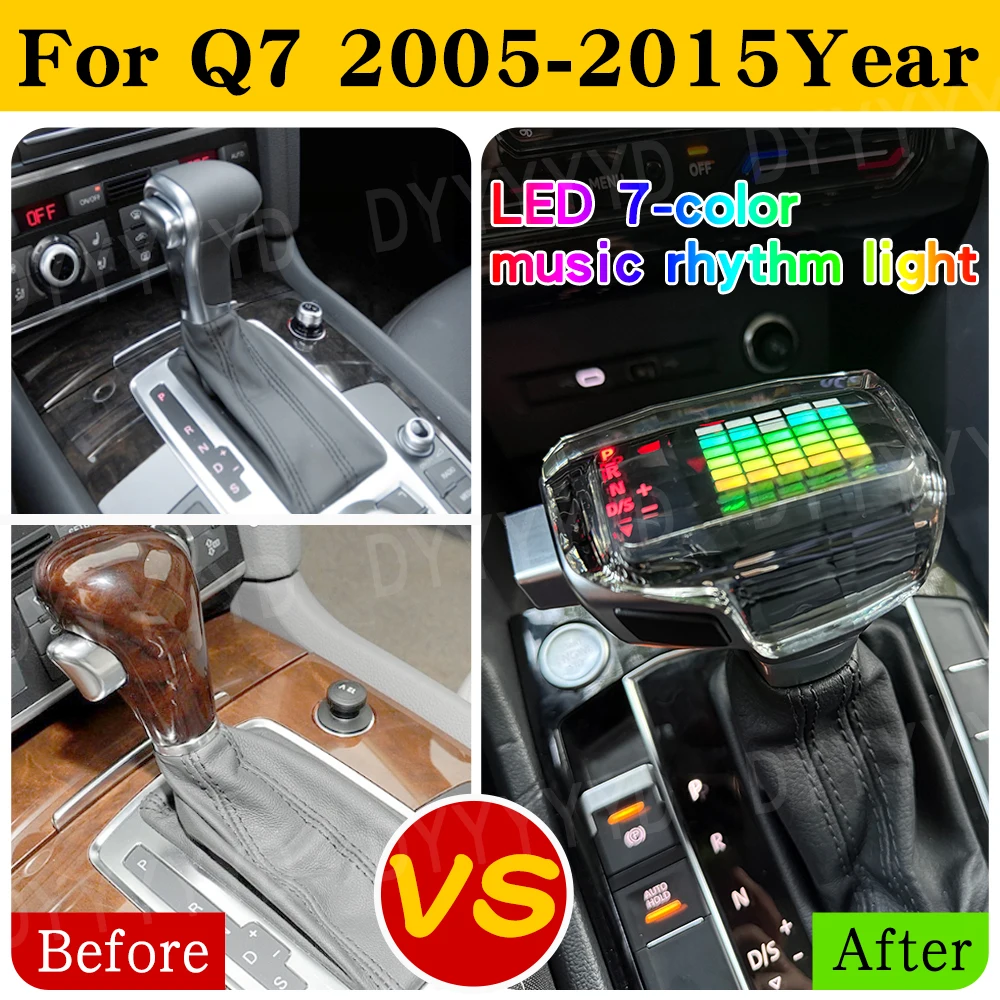 Ambient Lamp Sound Control Music Rhythm Lights For Audi A6 C6 C7 A4 B8 S6 A7 A5 Q5 Q7 4L A3 8P S4 S5 Led Crystal Gear Shift Knob 3