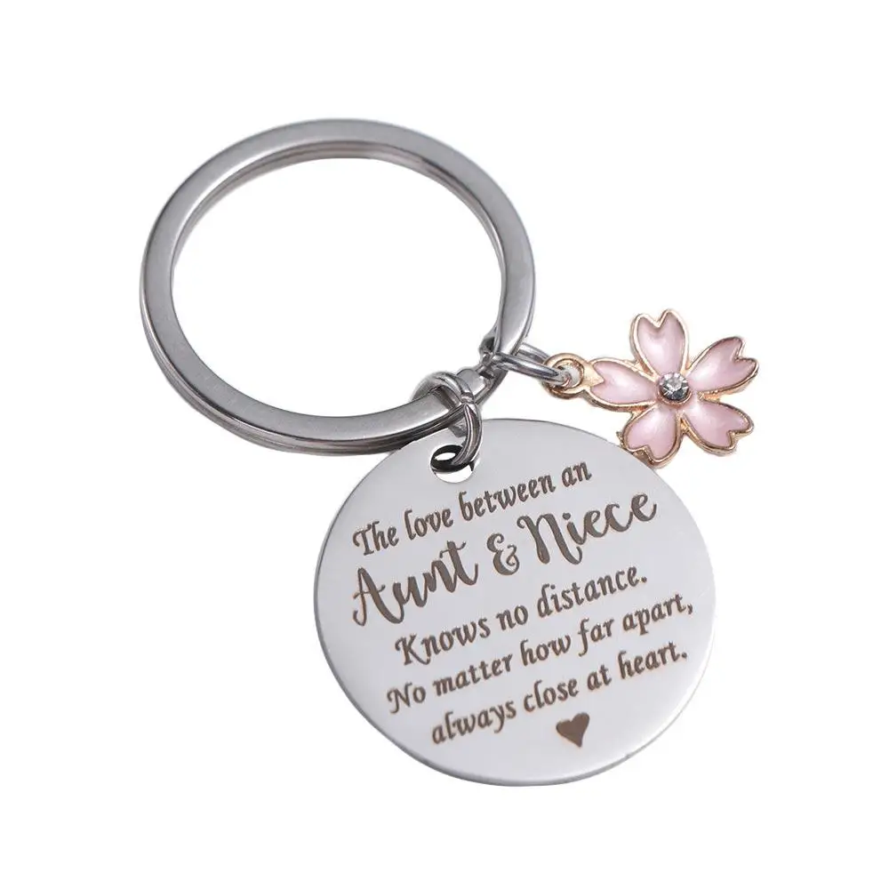 He Love Between an Sakura Keychain Cherry Blossom Round Card Cherry Keychain Sakura Pink Couple's Day Keyring Aunt Niece Gifts