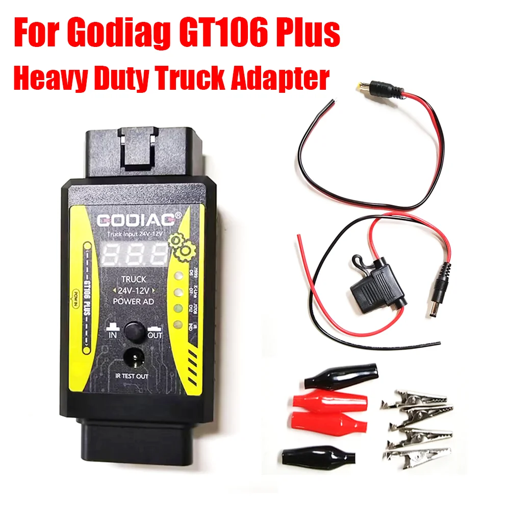 For Godiag GT106 Plus 24V to 12V Heavy Duty Truck Adapter for M-DIAG I-DIAG DBS-car II for Truck Vehicles Diagnosis Converter