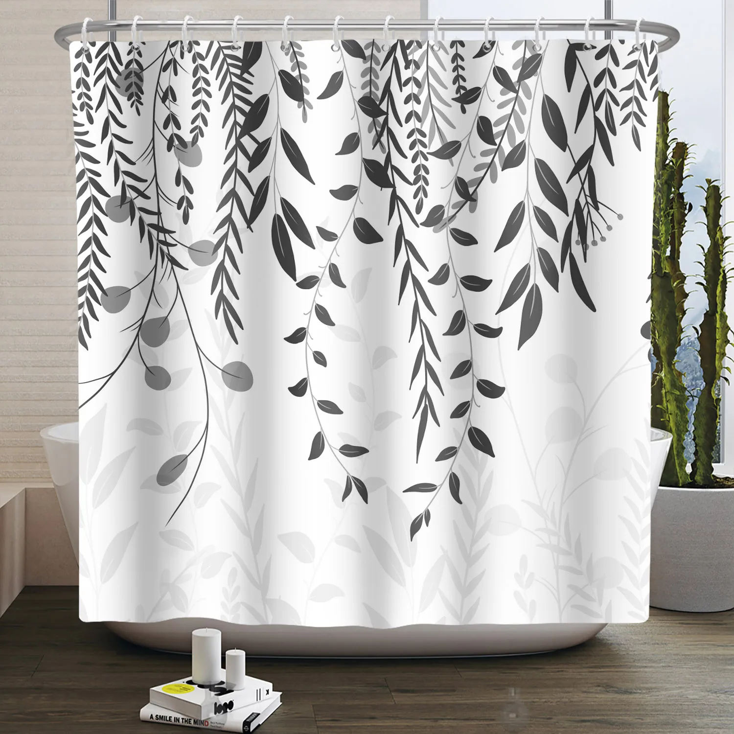 Shower Curtain Colorful Bathroom Curtains Floral Printed Waterproof Washable Modern Curtain with Hooks Home White Shower Curtain