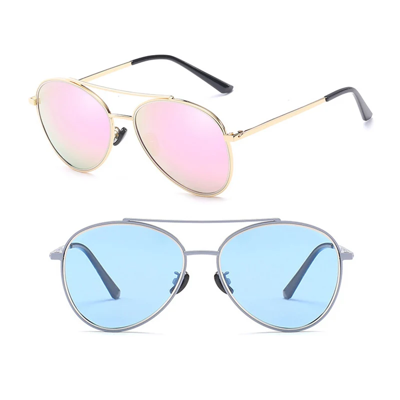 

Quality First UV400 Polarized Pilot Outdoor Double Colors with Silver Inner Circle Fashion Luxury Sunglasses for Young Ladies