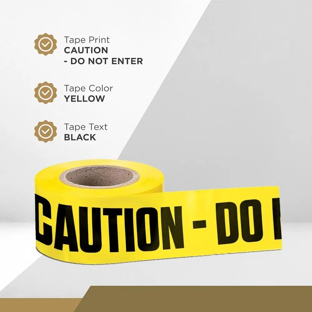 Yellow Caution Tape Roll Do Not Enter, Halloween Caution Tape Safety Barrier Hazard Warning Barricade Tape for Danger/Hazardous