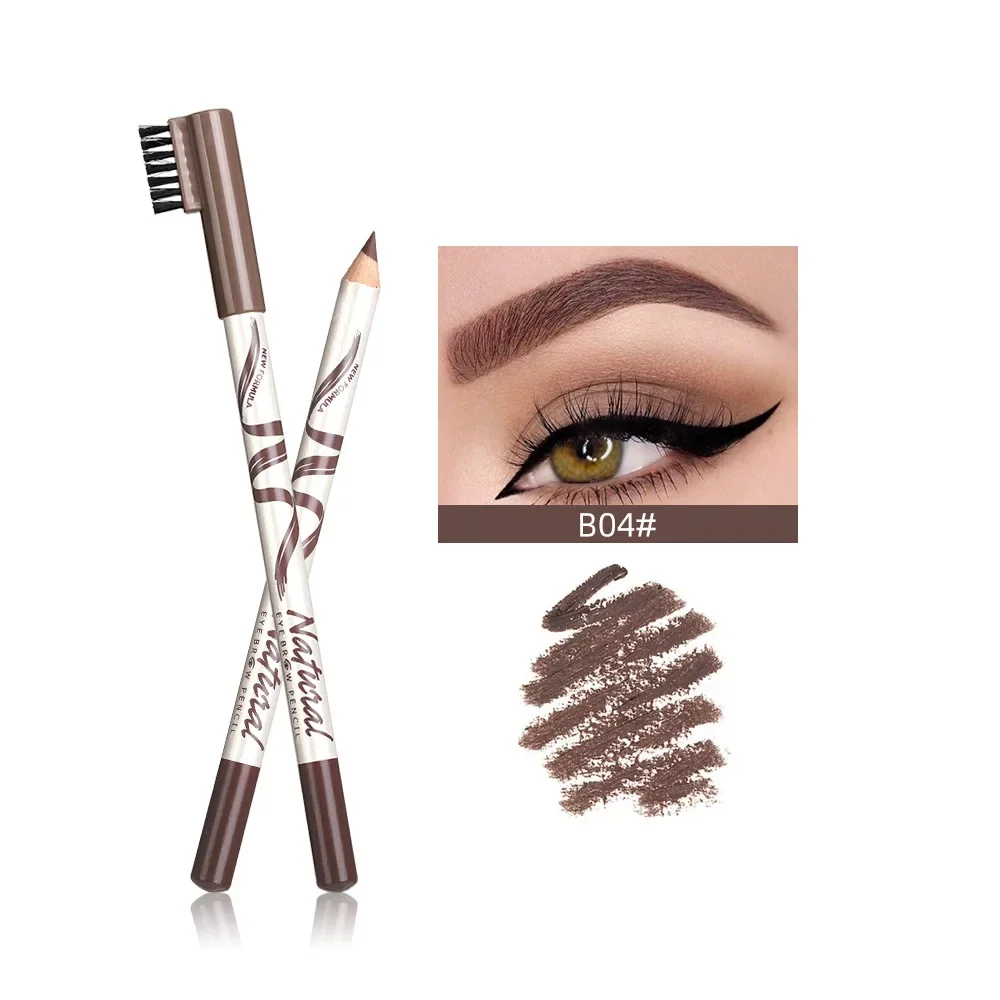 Double Eyebrow Pen with Brush Toothbrush Head Eyebrow Pencil Multifunctional Waterproof Long Lasting Makeup