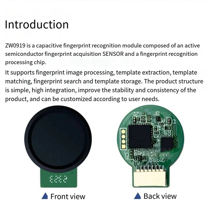 New ZW0919 Semiconductor Fingerprint Identification Module ZW0919 Capacitive Touch Fingerprint Door Lock Capture Sensor