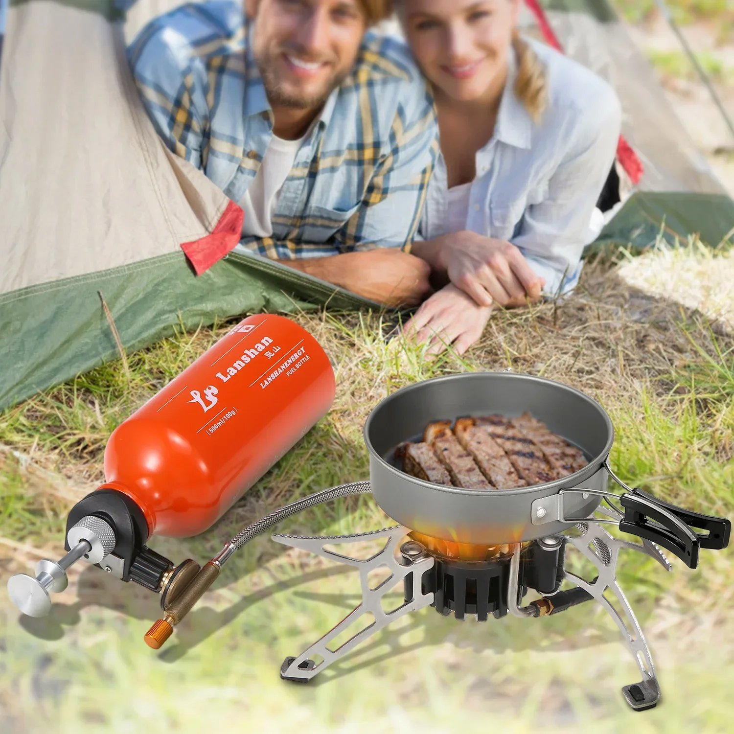 Outdoor Camping Multi Fuel Stove Oil/Gas Diesel Alcohol Stove with Gasoline Fuel Bottle for Cooker Picnic Pump Equipment Stoves