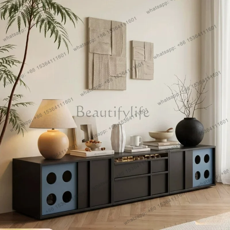 PG antique solid wood TV cabinet floor-to-ceiling living room home retro module combination cabinet