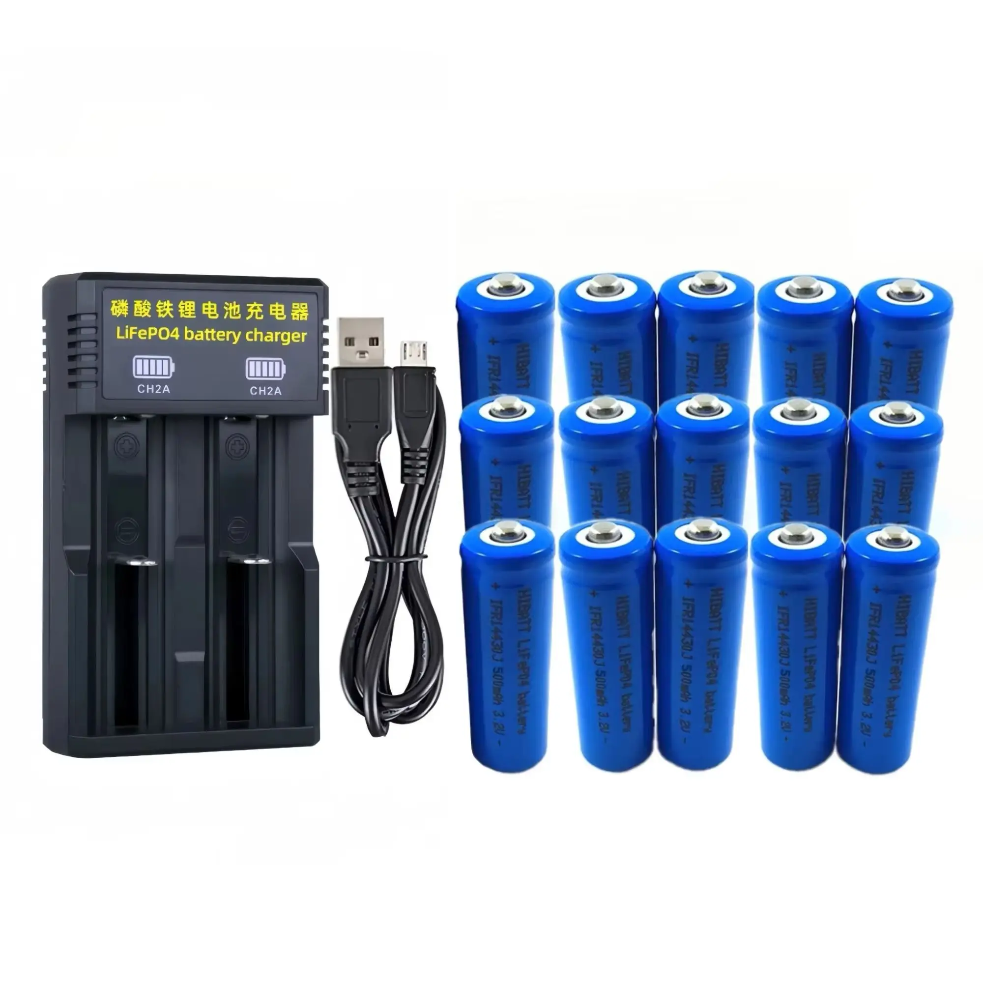 

15 шт. LiFePO4 аккумуляторов 14430 3.2V 500мАч с USB-зарядкой для коммуникационного оборудования, локаторов, машинок для стрижки волос, фонариков, медицинского оборудования