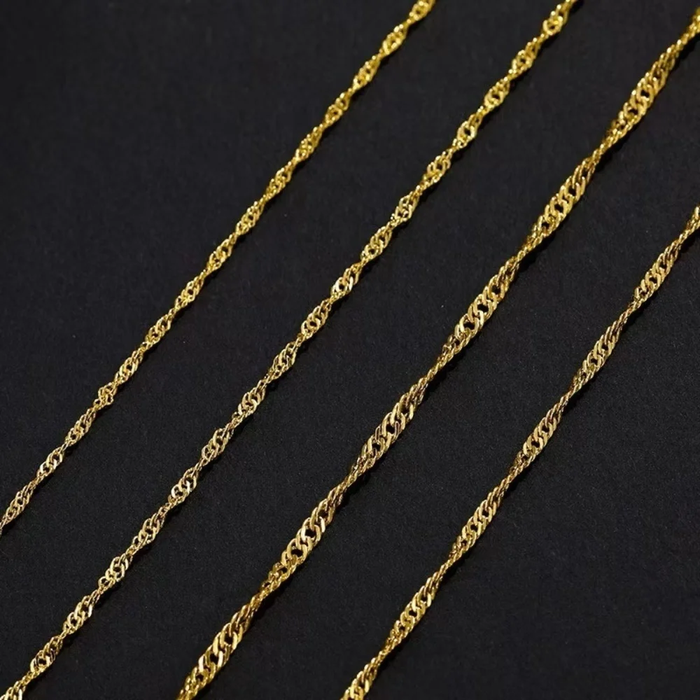 Hip-Hop Edelstahl Wasserwellen-Kettenhalskette Retro Goldfarben Herren Schlüsselbeinkette Schmuck Mode Titanstahl Accessoire – Detail 3