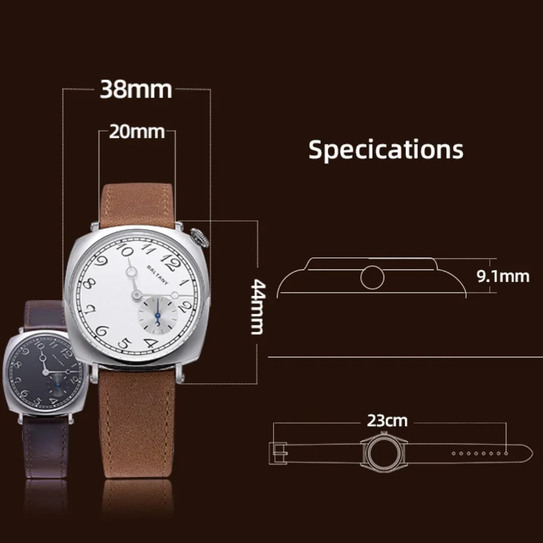 Baltany 2025 Neue Herren-Quarzuhr VD78 38 mm, reproduziert von Vc 1921, wärmebehandelte blaue Zeiger, Vintage, wasserdicht, Reloj Hombre