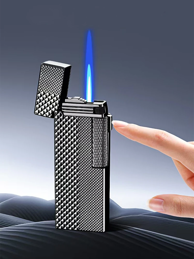 

Dual Flame Inflatable Lighter Classic Side Pulley Open Flame Switching Jet Flame Fuel Tank Perspective New Narrow Version