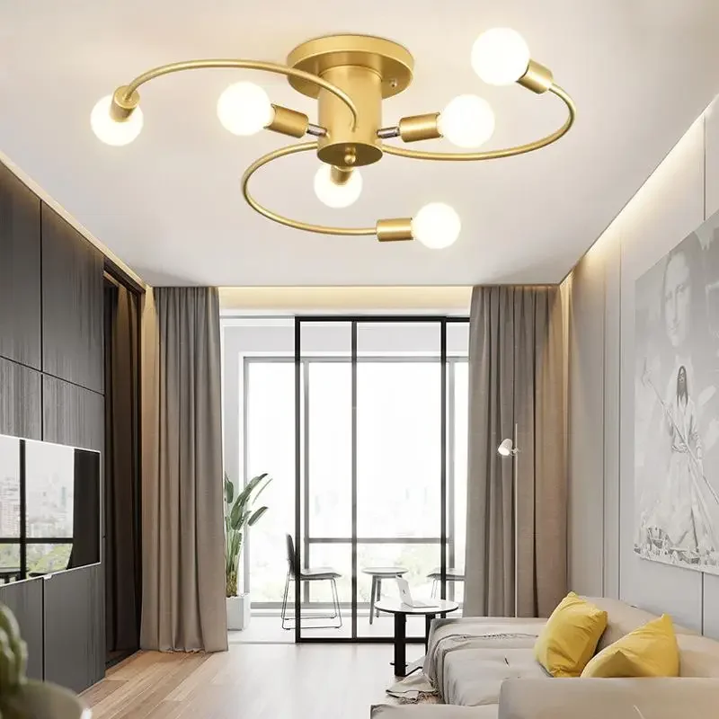 

Nordic Led Ceiling Lamps Simple Gold Color Iron Painted Wall Lamps Indoor Lighting Fixtures Modern Lamps for Living Room Decor