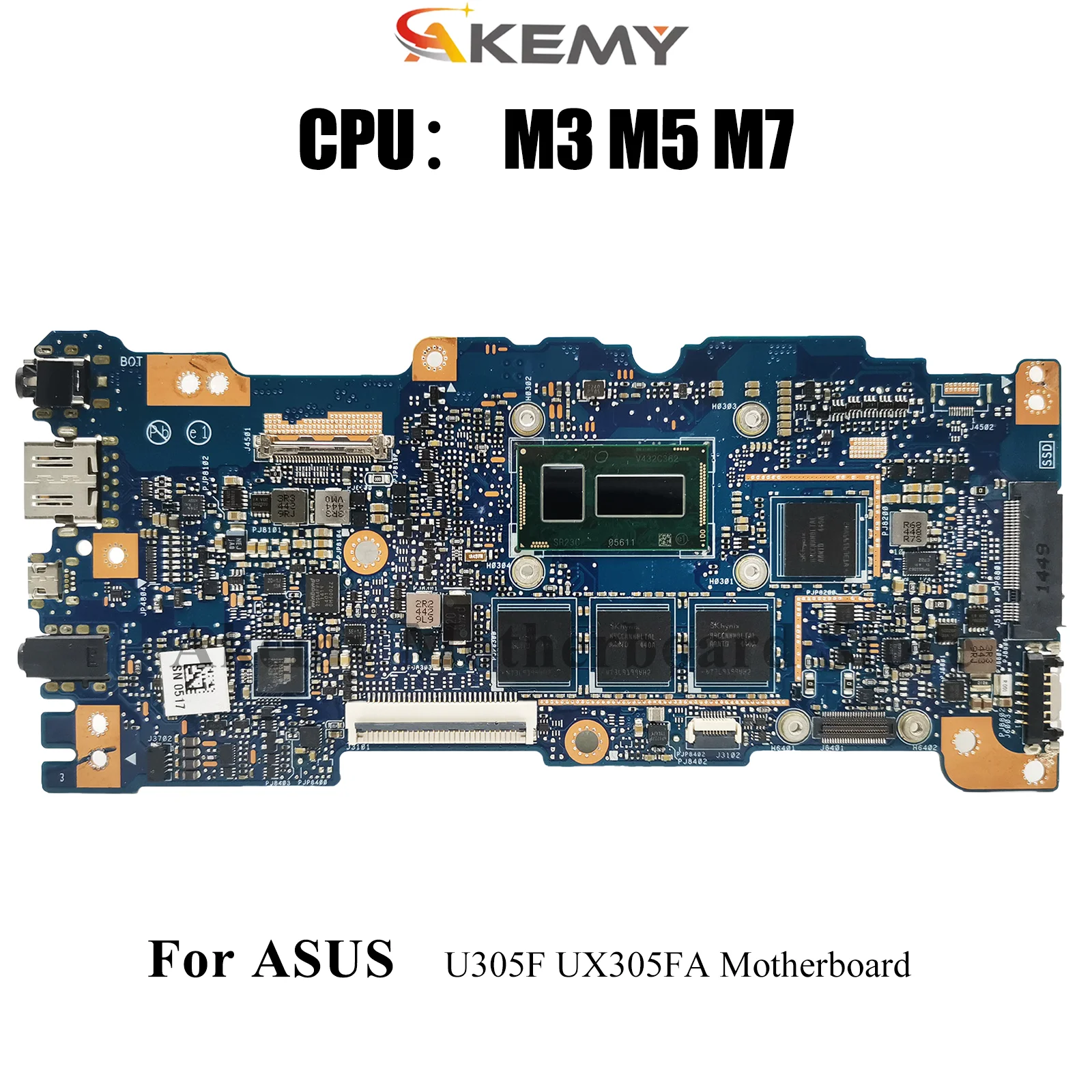 

UX305FA Laptop Motherboard For ASUS ZenBook U305F UX305FA UX305F Notebook Mainboard With M3 M5 M7 CPU 100% tests OK fast ship