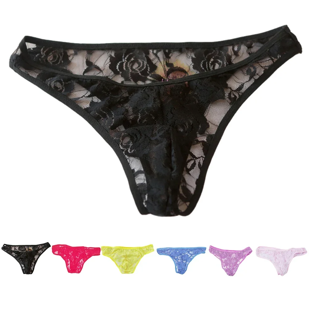 Sous-vêtements en dentelle rose pour hommes, culotte taille basse, string string, culotte évidée, slip transparent, caleçon masculin 7.0