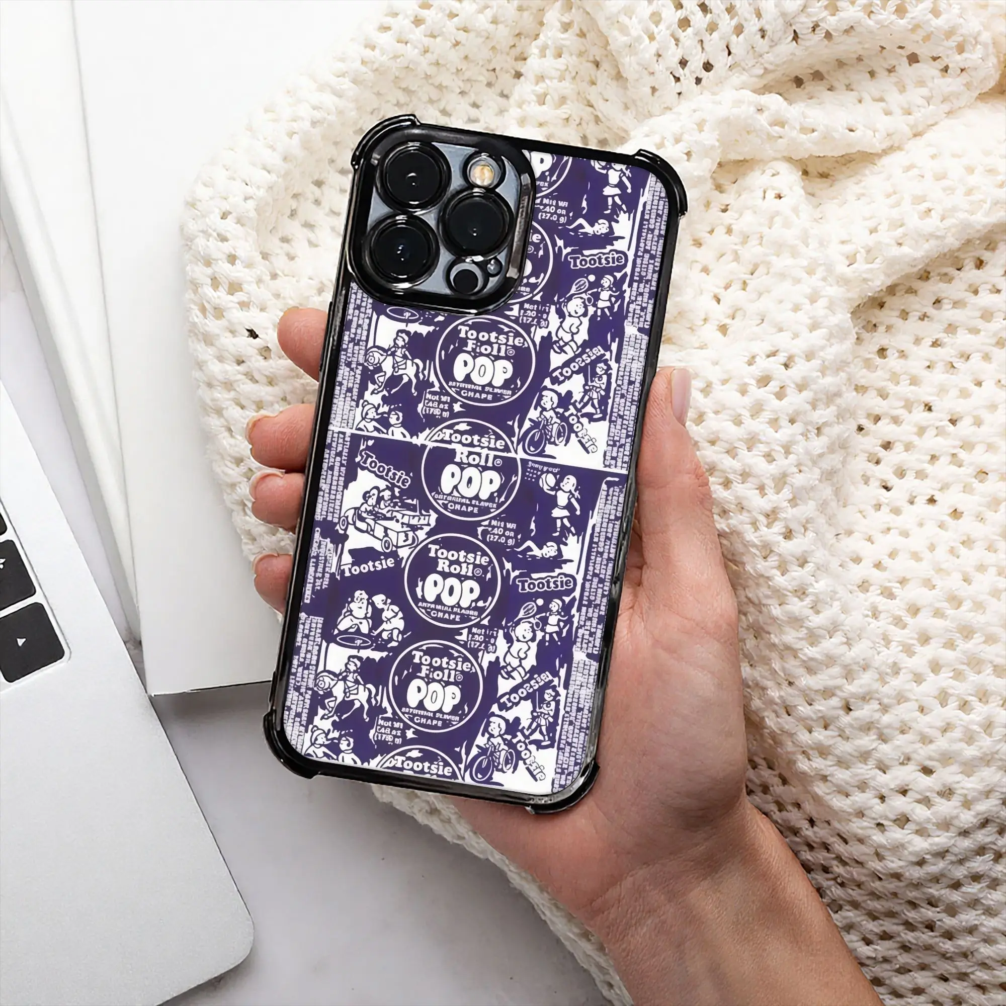 Retro Purple & White Phone Case tTootsie Pops Electroplating Process phone case for iPhone Various Models