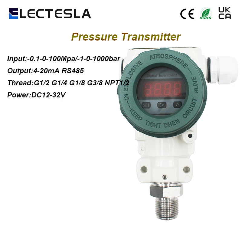 

2088 LCD Gas Liquid Pressure Senso Water Pressure Oil Pressure Transmitter r 4-20mA Output -1-0-1000bar Input Power DC24V