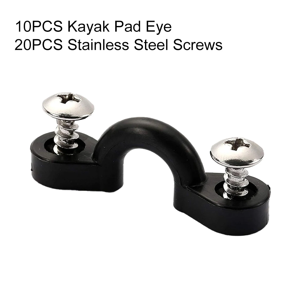 Deck Loop Mounting Kit for Kayak with 10 Nylon Pad Eyes and 20 Stainless Steel Screws for Repeatable and Secure Installations