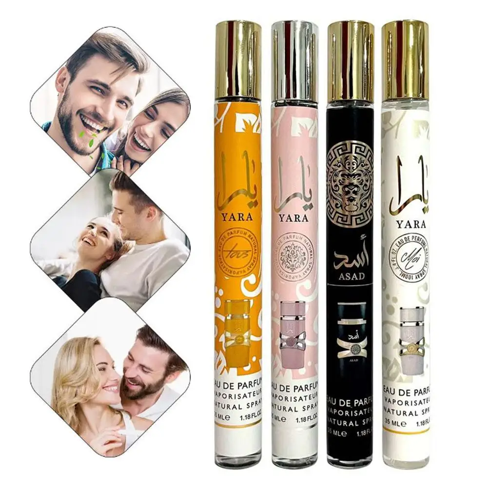 35ml Fabbrica di profumi neutri arabi Fragranza duratura Odore prolungato Nero Rosa Giallo Bianco Mini formato Donna Profumo Dubai