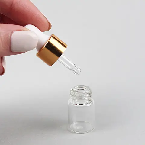 20/30/50/100pcs 미니 투명 유리 에센셜 오일 아로마 테라피 Dropper 병 골드 캡 시약 드롭 눈 액체 피펫 병
