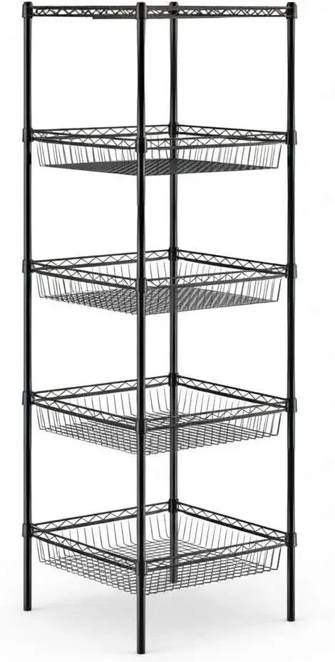 

Black Epoxy Wire Storage Rack Basket Shelf Adjustable Heavy Duty NSF 24 x 24 x 74