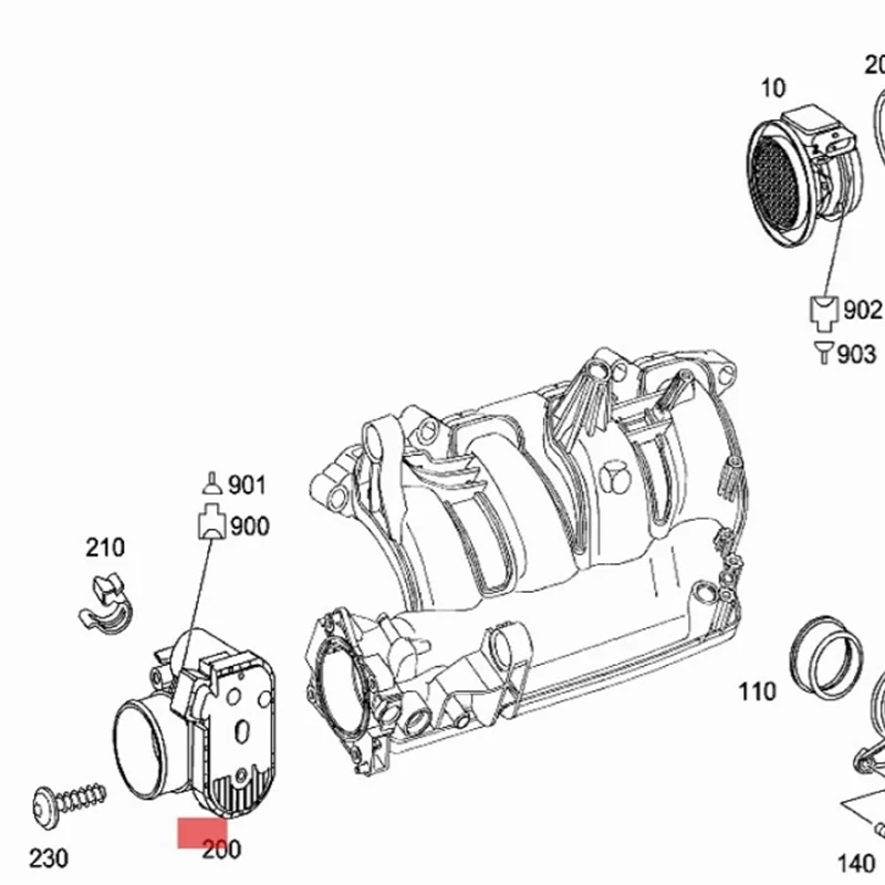 A2711410025 Brand New Throttle Body for Mercedes-Benz C230 Kompressor Coupe 1.8L Throttle Valve 0280750076 0280750720 7519243