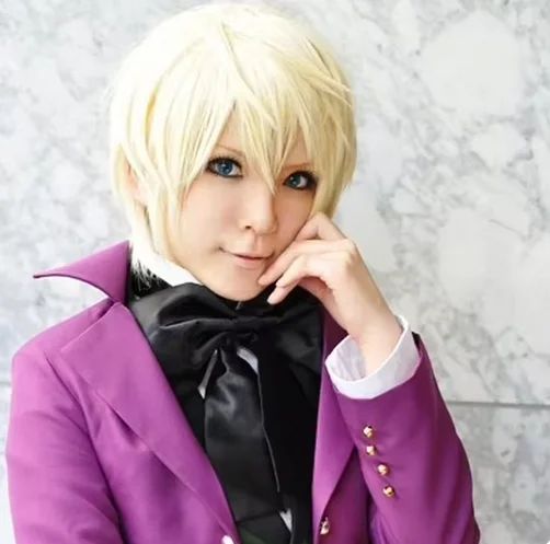 Short Cosplay Wig Anime Alois Trancy Kuroshitsuji Black Butler Heat Resistant Hair Light Blonde Wigs Party Peruca Pelucas