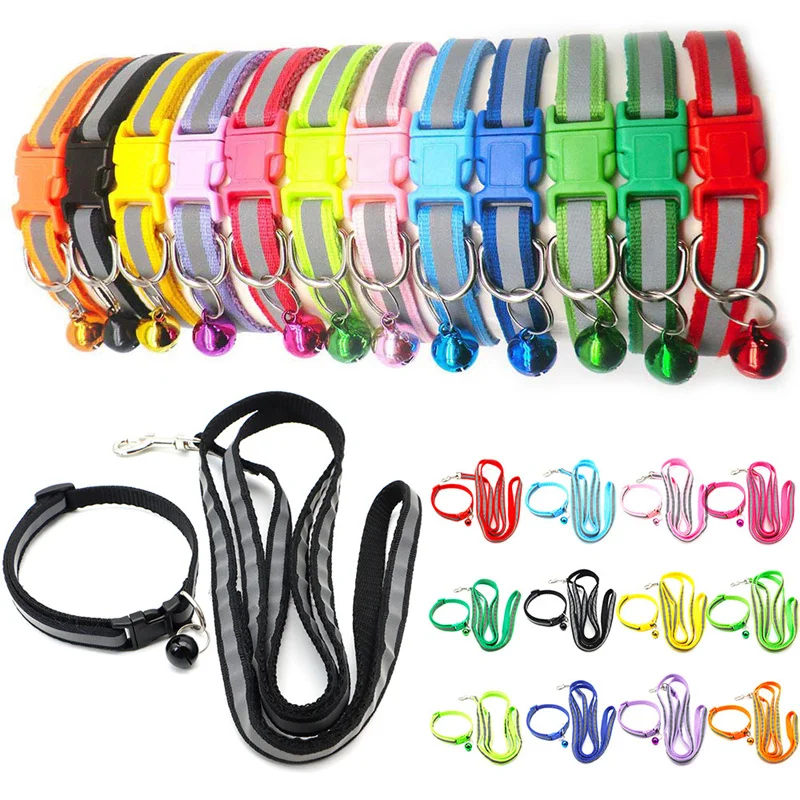 Cute Dog Cat Collar Cat Necklace Adjustable Reflective Colorful Bell Patch Collar Buckle Dog Collar Pet Items Dog Accessories