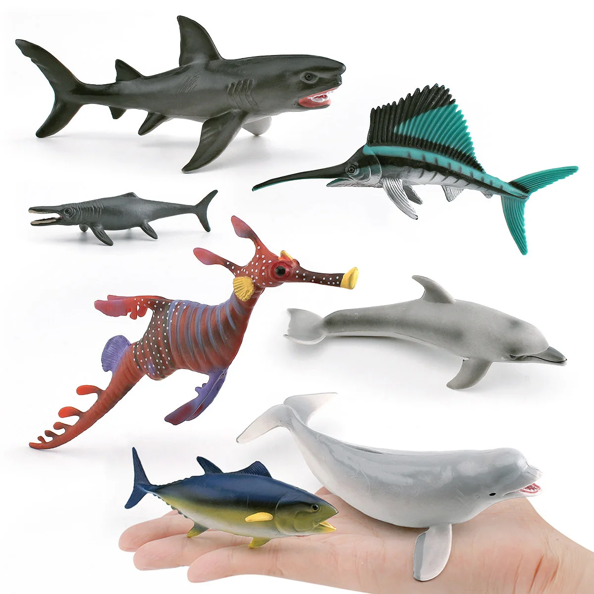 Simulated Ocean Life Animal Beluga Dolphin Shark Weedy Sea Dragons Model Action Figures Sailfish Bluefin Tuna Figurines Kid Toys